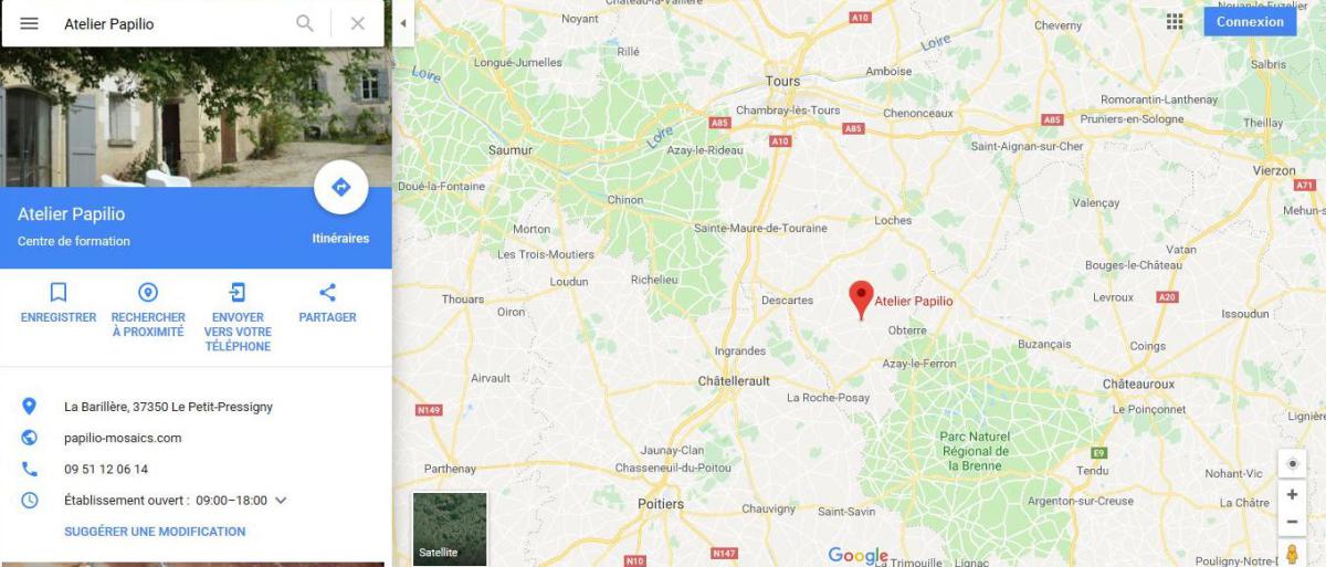 Localisation atelier Papilio - région Centre Val de Loire Localisation atelier Papilio - région Centre Val de Loire